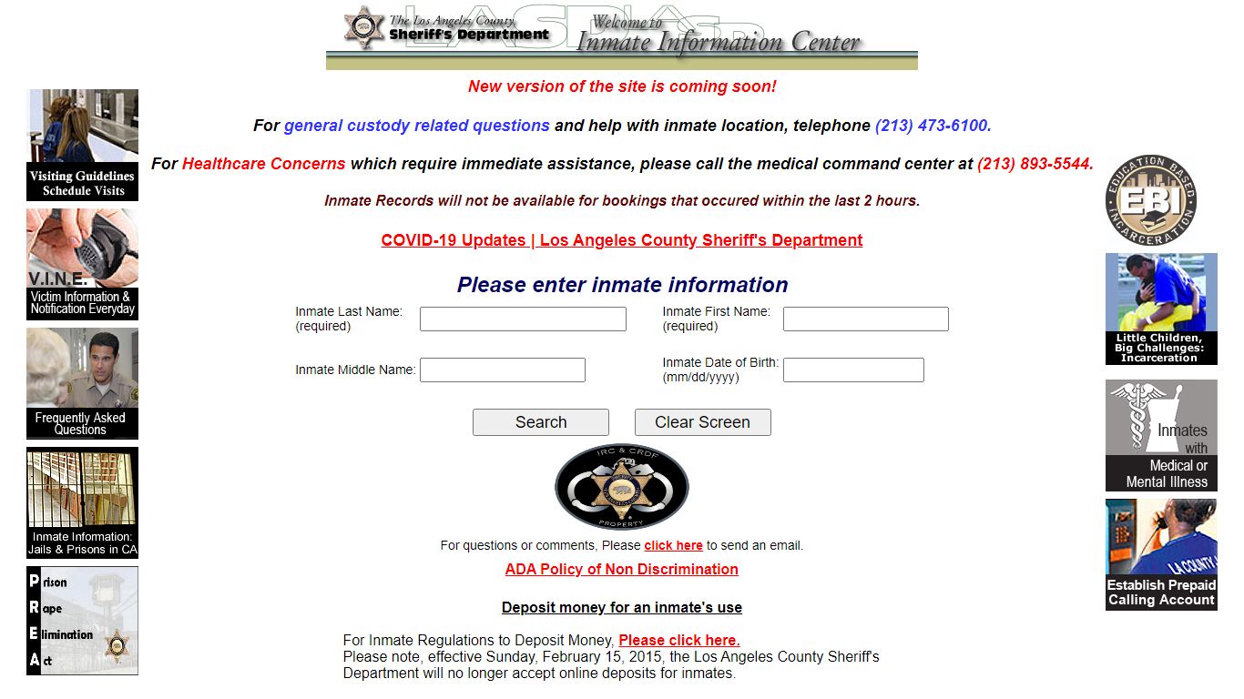 Inmate Search - Los Angeles County Sheriff's Department